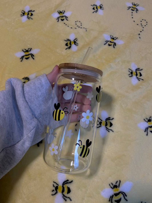 Bumble Bee Glass Cup - 16oz