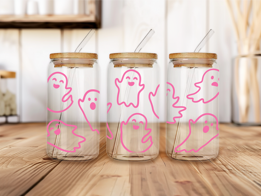 Pink Ghosts Glass Cup