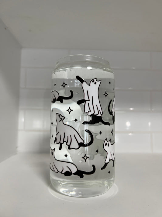 Ghost Cats Glass Cup